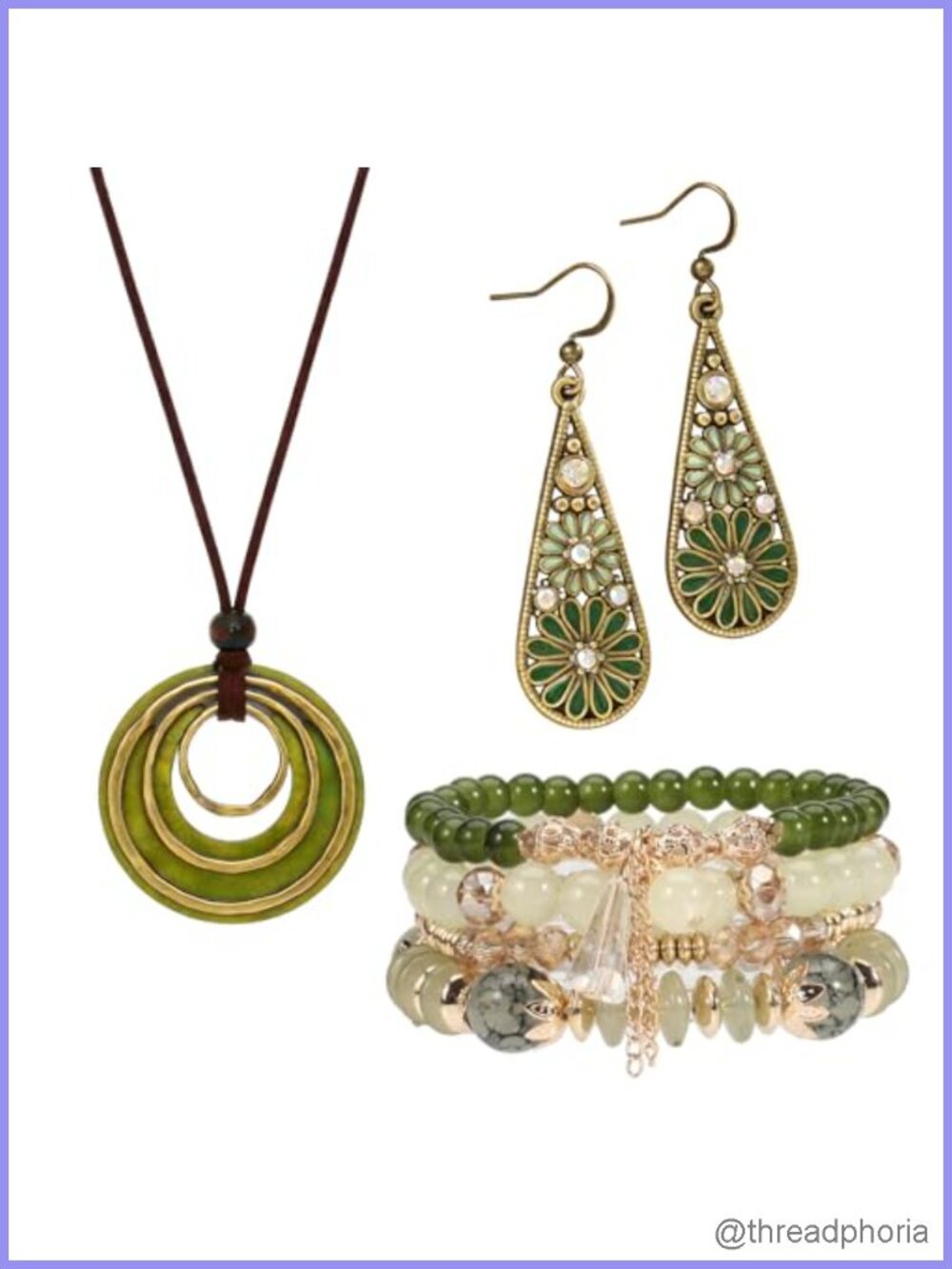 Boho Jewelry Set for Women with Layered Necklace, Earrings, Bracelet -